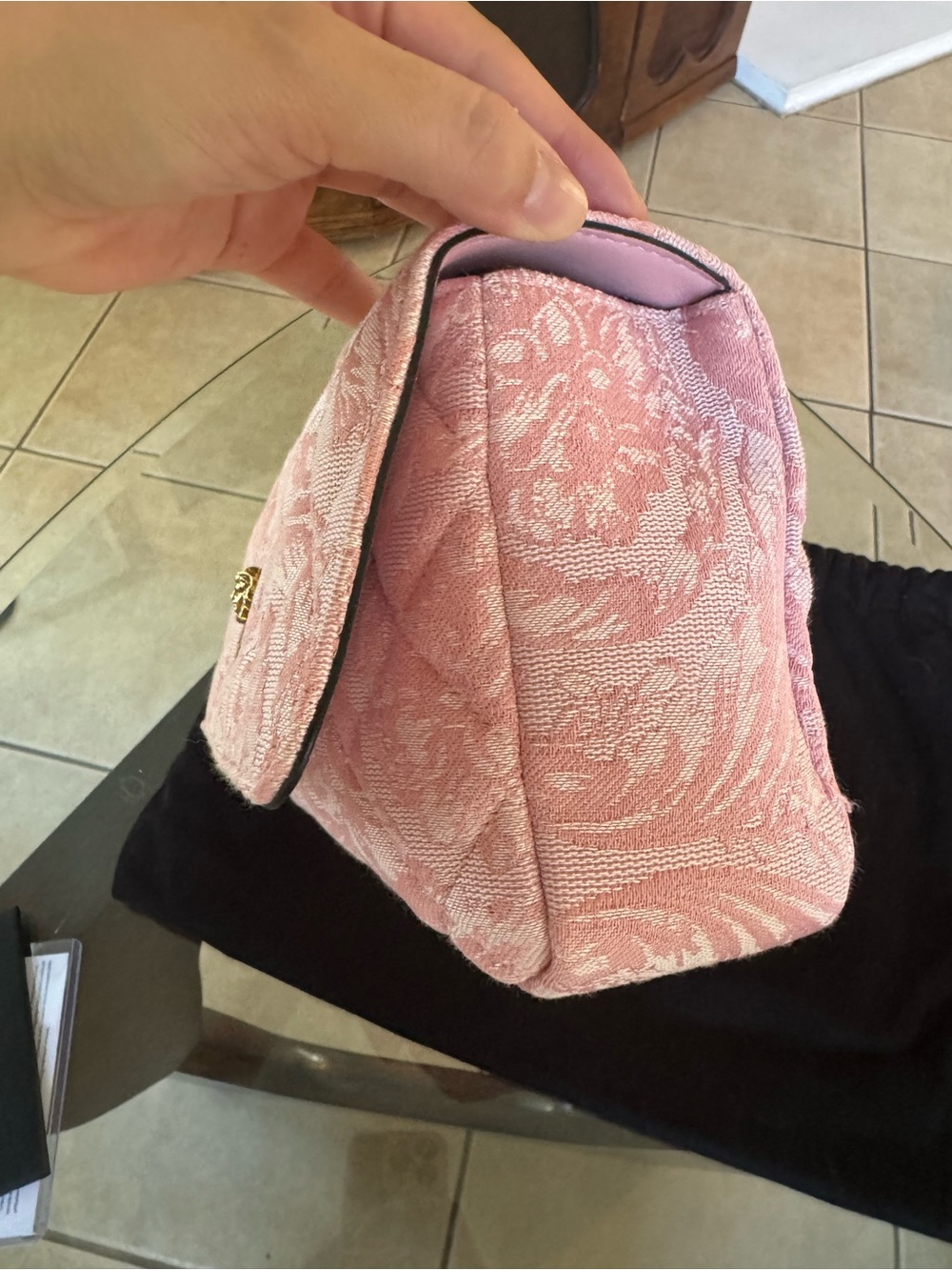 Versace Pink Quilted Jacquard Shoulder Bag - Picture 5 of 13